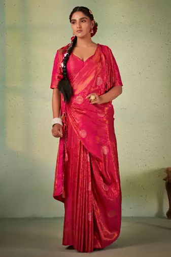 Dark Pink Kanjeevaram Design Art Silk Saree 