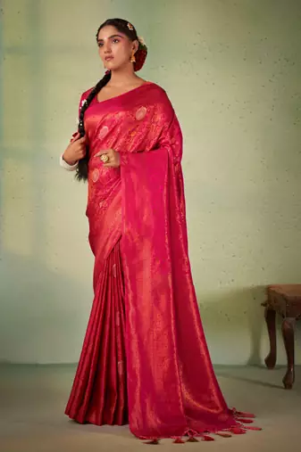 Dark Pink Kanjeevaram Design Art Silk Saree 