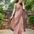 Peach rangoli silk blend swarovski detailing saree with unstitched blouse