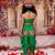 Green embroidered cotton top & dhoti with cap set for girls