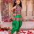 Green embroidered cotton top & dhoti with cap set for girls
