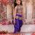 Blue embroidered cotton top & dhoti with cap set for girls