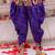 Blue embroidered cotton top & dhoti with cap set for girls