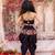 Black embroidered cotton top & dhoti with cap set for girls