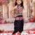 Black embroidered cotton top & dhoti with cap set for girls