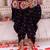 Black embroidered cotton top & dhoti with cap set for girls
