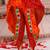 Orange printed cotton kurti with dhoti set for girls