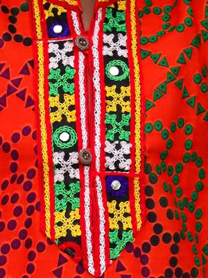Orange printed cotton kurta with dhoti set for boys 4
