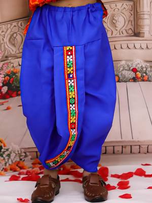 Orange printed cotton kurta with dhoti set for boys 5