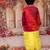 Multicolour printed cotton kurta with dhoti set for boys
