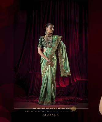 seagreen Silk Blend blend wedding saree 4