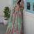 Green Digital Printed with Dori and Zari embroidered Chinnon Silk mehandi ceremony wear lehenga