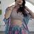 sky-blue Digital Printed with Dori and Zari embroidered Chinnon Silk designer lehenga