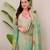 green colored party wear embroidered stitched aasam silk pant style kurti suit with duppatta