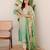 green colored party wear embroidered stitched aasam silk pant style kurti suit with duppatta