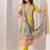 yellow colored party wear embroidered stitched crepe pant style kurti suit with duppatta