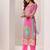 pink colored party wear embroidered stitched crepe pant style kurti suit with duppatta