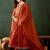 orange colored party wear embroidered stitched georgette pant style kurti suit with duppatta