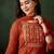 orange colored party wear embroidered stitched georgette pant style kurti suit with duppatta
