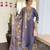 purple colored party wear embroidered stitched chanderi pant style kurti suit with duppatta