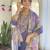 purple colored party wear embroidered stitched chanderi pant style kurti suit with duppatta