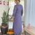 purple colored party wear embroidered stitched chanderi pant style kurti suit with duppatta