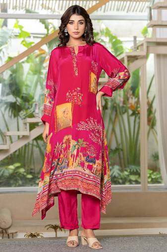 Maurya vermillion printed kurta pant set
