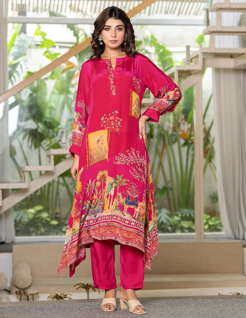 Maurya vermillion printed kurta pant set