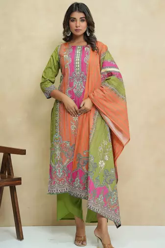 Baga apricot cotton suit set