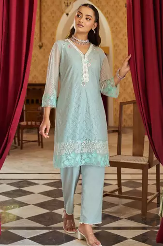 Anumeha tiffany embroided kurta pant set