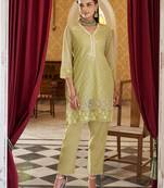 Anumeha sage embroidery kurta pant set