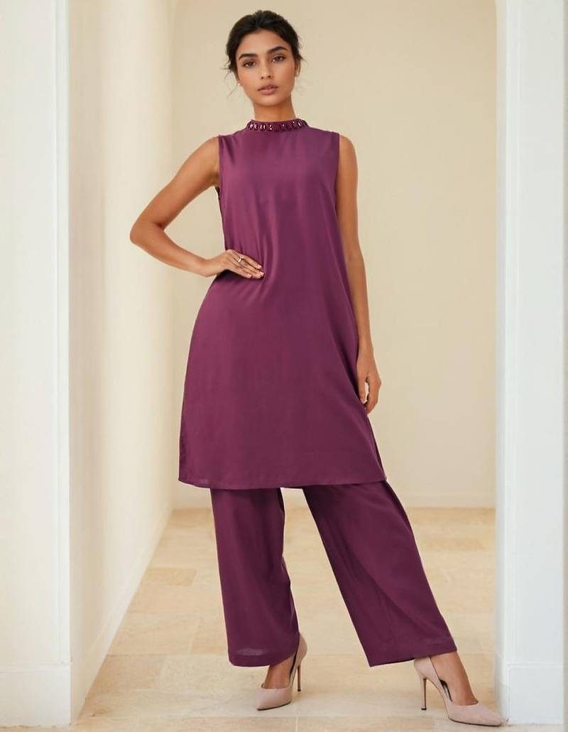 Sharanya plum kurta pant set