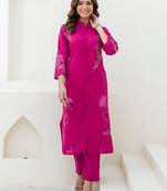 Mokabara rosy embroidery cotton kurta pant set