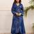 Kabool jayblue printed cotton kurta pant set