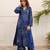 Kabool jayblue printed cotton kurta pant set