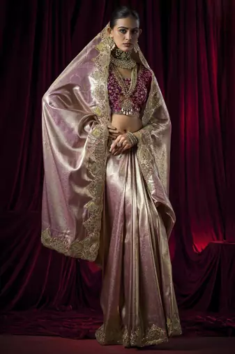 lavendor kanjivaram silk blend wedding saree