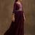 wine colored party wear embroidered stitched vichitra pant style kurti suit with duppatta