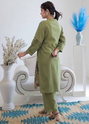Viva forest embroidery cotton kurta pant set 2