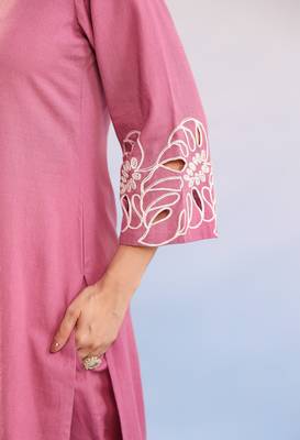 Viva forest embroidery cotton kurta pant set 4