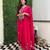 red colored party wear embroidered stitched chanderi pant style kurti suit with duppatta