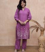 Viva raisin embroidery cotton kurta pant set