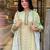 off white colored party wear embroidered stitched linen silk pant style kurti suit with duppatta