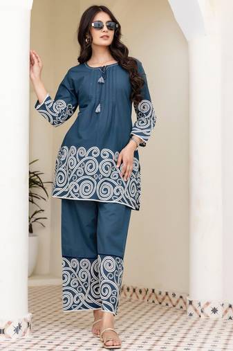 Teal cotton co-ord-sets