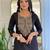 black colored party wear embroidered stitched viscose pant style kurti suit with duppatta