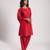 Red cambric plain kurta with bottom