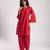 Red cambric plain kurta with bottom