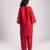 Red cambric plain kurta with bottom