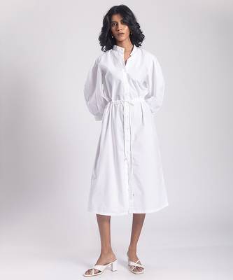 White cambric plain girls dress 1