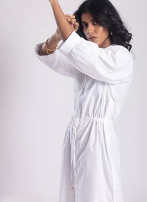 White cambric plain girls dress 2
