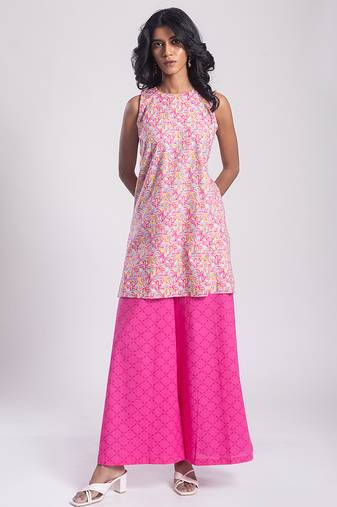 Pink cotton printed Kurta Set